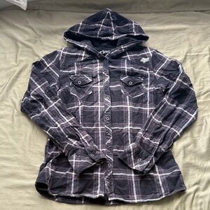 Fox Plaid Button Down Shirt - Black and White